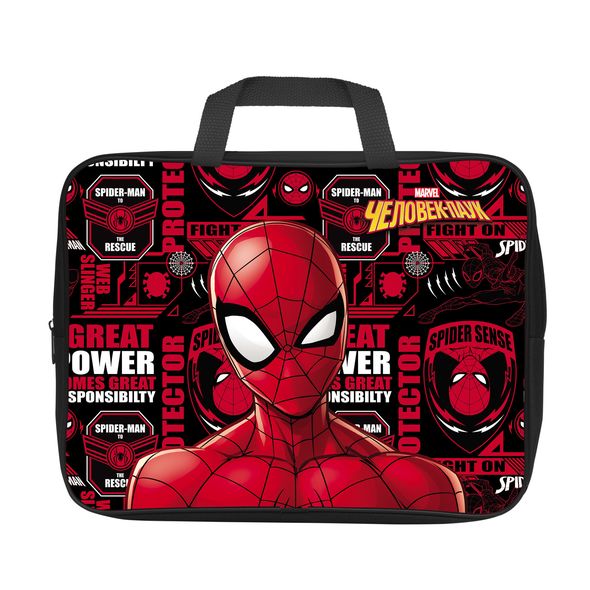 Сумка Текстильная с РУЧКАМИ Hatber А4ф для тетрадей ширина 3,5см -Человек- паук-( MARVEL) в индив. упак. , 